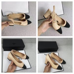 Tacones altos Zapatos de moda Cuero genuino Abierto en formal Tacón grueso Sandalias con talón descubierto Sandalias planas de ballet Mocasines de diseñador Sandalias formales para mujer