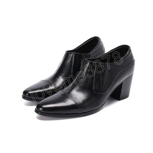 Talons hauts hommes chaussures en cuir véritable augmenter la hauteur chaussures habillées de soirée grande taille Jazz bottes courtes