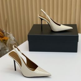Hoge hakken Paloma slingback pumps met lakleer Puntige tenen elastische slingback riem nette schoenen feestavond dames luxe ontwerpers fabrieksschoenen