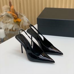 Hoge hakken Paloma slingback pumps met lakleer Puntige tenen elastische slingback riem nette schoenen feest dames luxe ontwerpers fabrieksschoenen met doos