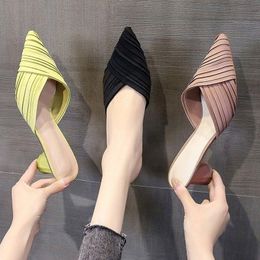 Talons hauts sandales femmes chaussures bout pointu dames femmes diapositives plate-forme pompes mode Mules Zapatillas Mujer Casa