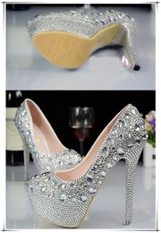 Zapatos de tacones altos para mujer, zapatos de novia impermeables y con adorno de diamantes, zapatos de dama de honor cómodos y antideslizantes a la moda para mujer