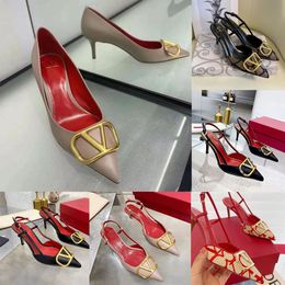 Zapatos de tacones altos sandalias de verano bombas de marca mujer zapatos puntiagudos clásicos metal v buckle nude negro rojo mate 6cm 8cm 10cm zapatillas de boda para mujeres 35-44 35-44