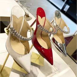 Talons hauts femmes BING chaussures Muller pantoufles chaussure pointu strass chaîne mode Banquet Stiletto dames sandales