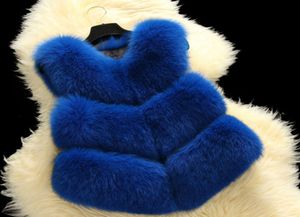 Imitation élevée en faux fourrure Veteau d'hiver Femmes chaudes veste épaisse à motif court motif solide Outwear1459267