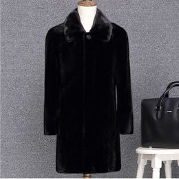 Manteau en fausse fourrure de vison pour hommes, longueur moyenne, grande taille, styliste moyen, Style âgé et âgé, XJSH