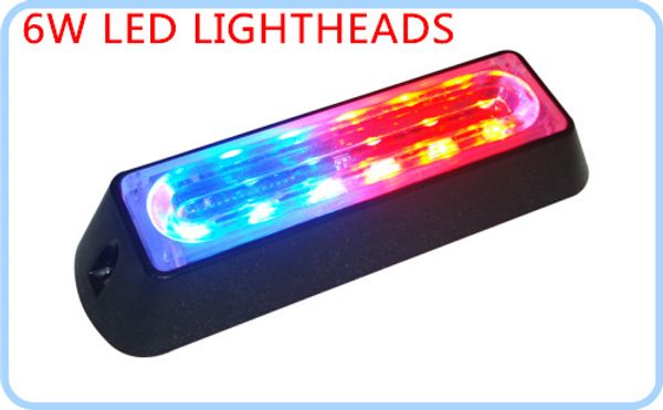 Cabezales de luz externos de superficie LED de alta intensidad de 6 W, luces de advertencia de parrilla de coche, luces de emergencia, patrón de 18 destellos, resistente al agua