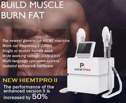 Corps EMSSLIM électro-magnétique à haute intensité Machine de réduction des graisses Stimuleur Muscle Sliming Muscle Stimulat avec 2 poignées