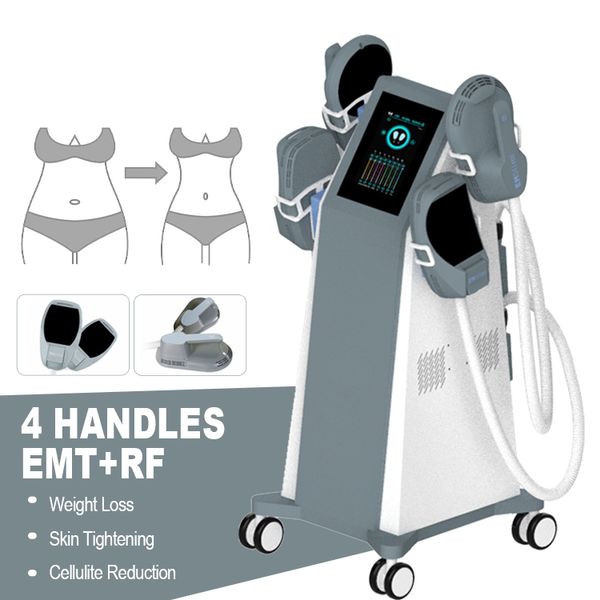 Machine mince électromagnétique EMS focalisée de haute intensité pour le renforcement musculaire, 4 poignées, Machine Emslim Nova Rf