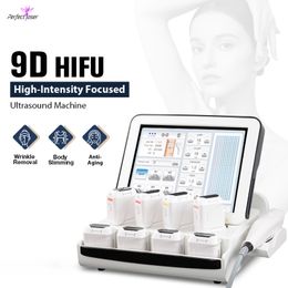 Machine amincissante HIFU à ultrasons focalisés de haute intensité pour la mise en forme du corps du salon, lifting du visage, élimination des rides, raffermissement de la peau, équipement multifonctionnel du visage 9D