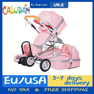 Hoge Landschap Kinderwagen 3 in 1 Met Autostoel Roze Wandelwagen Luxe Reiswagen Autostoel en Wandelwagen Draagzak wandelwagen L230625