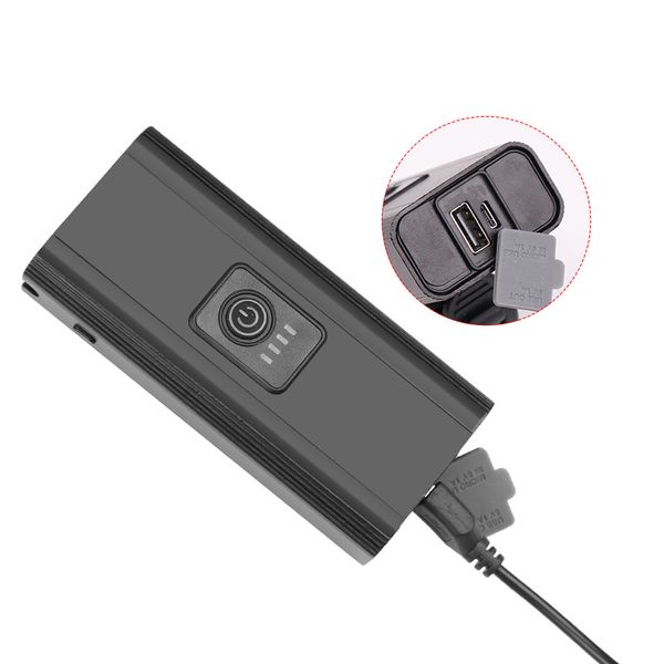 Lámpara de bicicleta de alta luz Taillight Micro USB Cinta de silicona T6 LED Batería incorporada de 6 velocidades Finterna de viaje nocturno al aire libre