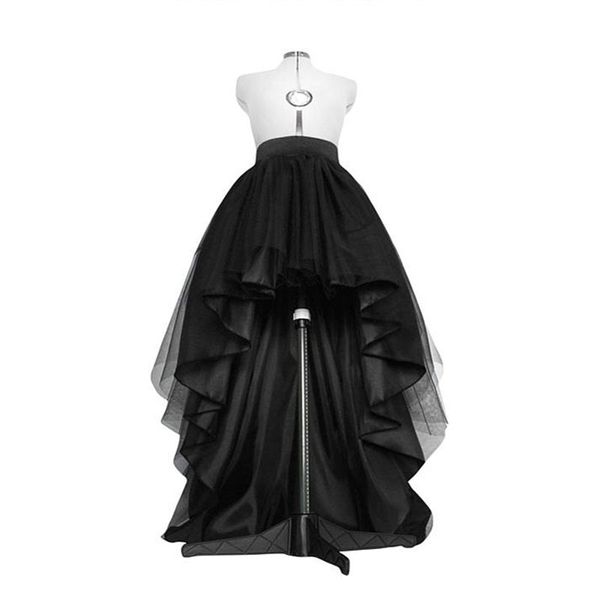 Jupe en tulle noir haut bas ourlet asymétrique tutu en couches de mariage robe de mariée taille haute jupe de bal plissée gala élégant Saia 210310