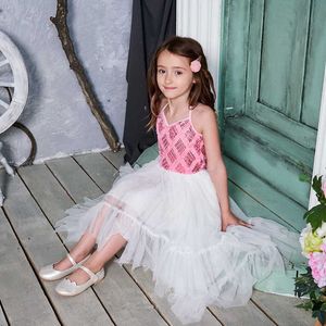 Hoge Low Flower Girl Dress Style Pailletten Ballroom Jurken voor Bruiloft Voer kinderkleding uit E17128 210610