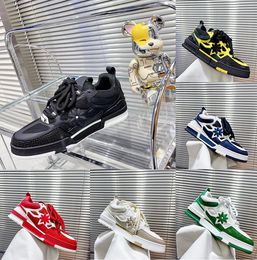 Chaussures de marque hommes baskets en caoutchouc plate-forme chaussure en cuir véritable Sneaker multicolore à lacets chaussures de skate chaussure plate