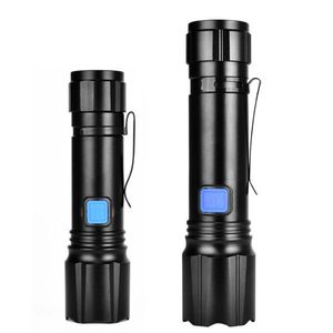 Lampes de poche LED puissantes à haute luminosité torches lampe de poche de chasse tactique lampe zoomable longue durée Type-C lampe de poche à batterie 18650 rechargeable par USB