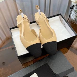 Hoog luxe merk Designer schoenen hoogwaardige trouwschoenen voor dames zomer dikke hak mode ronde hoofd slippers 100% lederen kantoorschoenen fabrieksschoenen schoenen