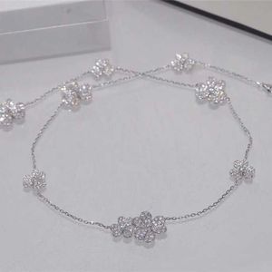 Hoog luxe merk sieraden ontworpen ketting voor geliefden bloemblaadjes volle diamant klaver ketting bloem bfiy