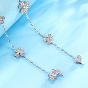 Hoog luxe merk sieraden ontworpen ketting voor liefhebbers bloemen klaver S925 zilveren luxe volledige diamant bloem nekcheten sx0l
