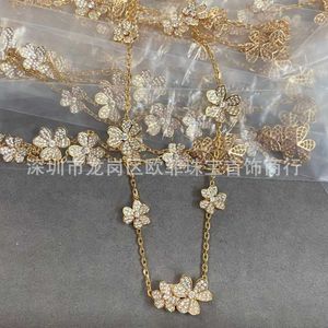 High Luxury Brand sieraden ontworpen Vanly ketting voor geliefden Gold vergulde klaver witte rose diamant Lucky 9TGA