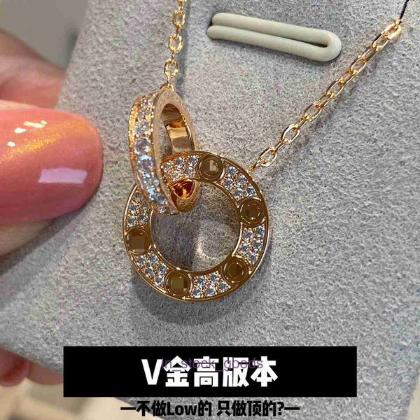 Collier de créateur de haut luxe Collier double anneau en V version haute pour femme avec placage en or rose 18 carats épais, luxe à la mode et léger Original 1to1 Real Logo