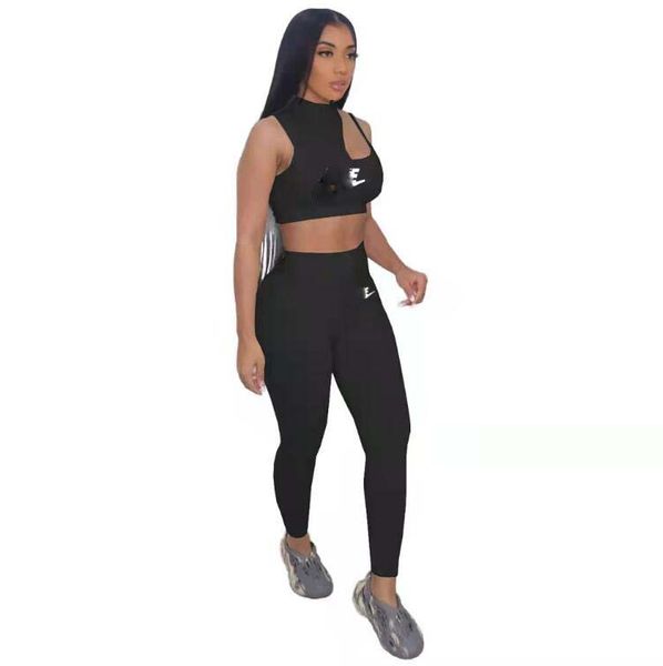 Col haut Sport Tops Designer Gym Survêtements pour Femmes Double Lettre Imprimé Leggings Mode Rembourré Fitness T-shirts avec Fermeture Éclair 4410