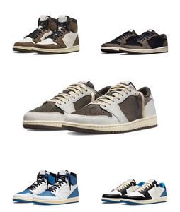 Travis High 1S Reverce Mocha Chaussures Low OG SP 1 Military Blue Men Basketball Shoe Joint Toe