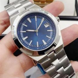 Reloj para hombres de ultramar, esfera azul, automático, de acero inoxidable, cierre mecánico, relojes de pulsera de cristal Hardlex, calidad Montres de luxe249d