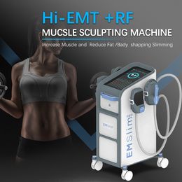 Haute performance 2 en 1 HI-EMT + RF Machine d'entraînement musculaire de perte de graisse 4 poignées EMSlim Abdomen raffermissant la courbe du corps façonnant le salon debout Neo