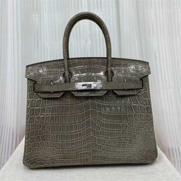 High Platinum Sac Designer Nile Gloss Crocodile Belly 30cm Fashion Trend Sac à main