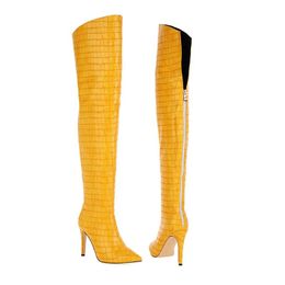 Toe à pointes à pointes Bottes minces talons cuisse en cuir puride en cuir long chaussons back zipper automne hiver grande taille 43 fête datant 140 179