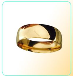 High Polonais large 8 mm Men de mariage anneaux d'or réel 22k or rempli 316L Titanium Rings Finger pour hommes Never FaDing USA Taille 6147777062