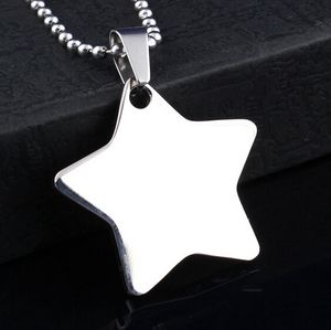 Hoog gepolijst 38mm * 30mm zilver eenvoudige en modieuze cadeaus voor unisex duidelijke pentagram charms 316L roestvrij staal grote hanger ketting