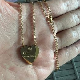 High Polished Girls Original Branded Heart Large G Love Pendant ketting 316l roestvrij staal 18K Gold Silver Rose Women grave bruiloftsfeestje sieraden