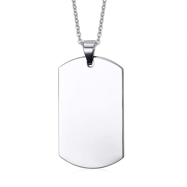 Pendentif étiquette de chien en acier inoxydable poli, argent, cadeau d'amitié pour mari et femme, collier militaire personnalisé 213d