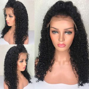 Perruque Lace Frontal Wig 360 haute queue de cheval, cheveux humains ondulés, densité 180%, avec cheveux de bébé, couleur naturelle, 22 pouces, pour femmes noires