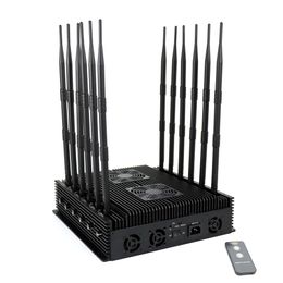 Brouilleur de bureau haute puissance à 12 antennes pour GSM CDMA 5G/4G/3G/2G WIFI GPS LOJACK LORA UHF VHF avec télécommande jusqu'à 80 m