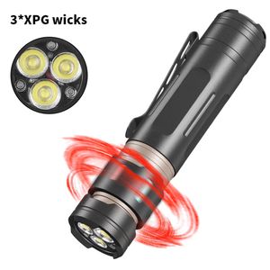 High Power 3 * XPG Mini LED-zaklamp Fidget Spinner Type-C Opladen Nachtlampje Decompressie met penclip Multifunctionele zaklamp