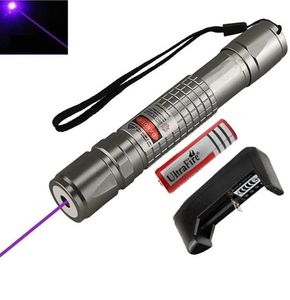 High Power Blauw Paars Beam Laser Pointer Pen Demo Remote Pen Pointer Projector Focusseerbaar Reizen Outdoor Zaklamp8440108