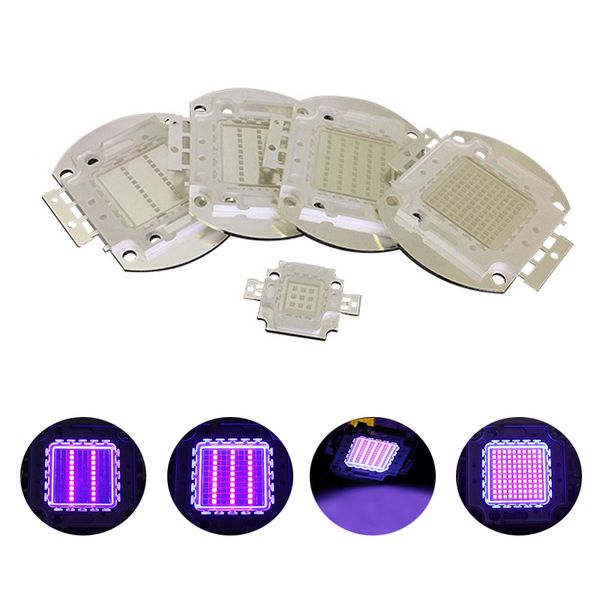 Alta potencia COB Led Chip Led Beads Fuente de luz 30MIL 35MIL 45MIL 10-50W 100W Diodo Púrpura Ultravioleta Ultravioleta Bombilla Lámpara Perlas para Spotlight DIY Crestech888