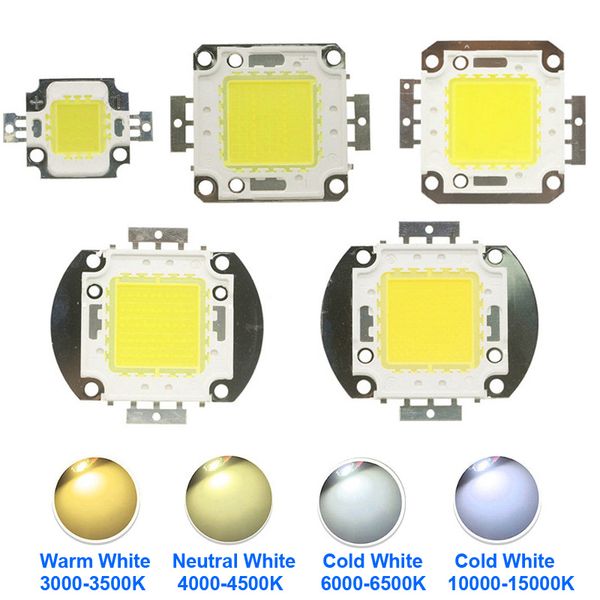 Alta potencia COB Led Chip Led Beads Fuente de luz 30MIL 35MIL 45MIL 10-50W 100W Diodo Blanco frío 6500K 10000K 20000K Bombilla Lámpara Beads para FloodLight Spotlight usalight