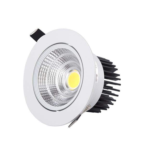 Haute puissance COB Led Downlights AC85-265V 9W 12W 15W 18W 21W Dimmable / Non-Dimmable Warm Cool White Down Lights avec pilotes de puissance LLFA