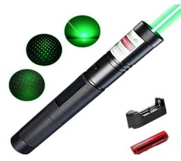 Lampe de poche tactique de pointeur laser vert de chasse haute puissance lampe torche à mise au point réglable rechargeable avec chargeur de batterie 4 couleurs 1402048