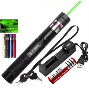 High Power Laser Pointer Lights Pet Cat Toy USB oplaadbaar 303 STARRY GREEN BEAM LASER LAMP FOCUS PATRONEN PROJECTOR