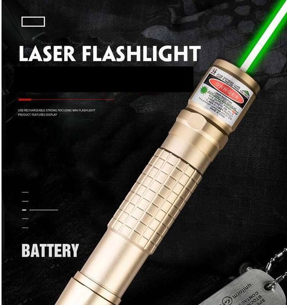 pointeur laser haute puissance puissant 1000m de long tir vert lumière verte lampe USB les lumières de recherche SOS rechargeables chassant le mini-pénal d'enseignement