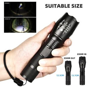 High Power Led Flashlights Camping Torches 5 Lighting Modes Aluminum Alloy Zoomable Light Waterproof Material Use 3 AAA Batteries 23 LL