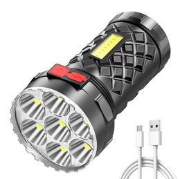 High Power LED -zaklampen Cob zijlicht lichtgewicht buitenverlichting ABS Materiaal Torch 7Led oplaadbare zaklamp Krachtige lichten