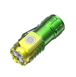 LEDS PLIQUES LED haute puissance Mini torche avec 3 LED et puissant aimant lampe autodéfense 5 Modes d'éclairage lumineux lumineux extérieurs