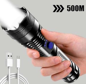 Lampes de poche LED haute puissance Mini lampe torche rechargeable USB Lampe de poche puissante Lampe de camping extérieure portable IPX6 Vélo Vélo Lumière Alkingline