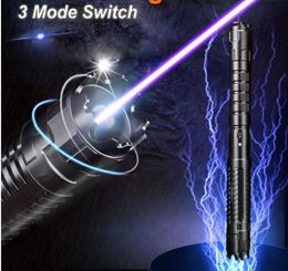 Puntatore laser blu militare ad alta potenza 500000m 450nm Torcia Lazer Torcia laser a fascio di luce più potente Caccia4954287